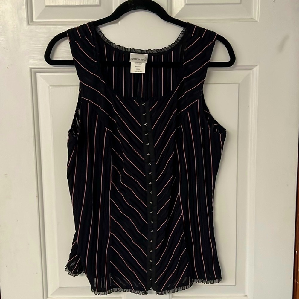Black and Pink Sleeveless Top